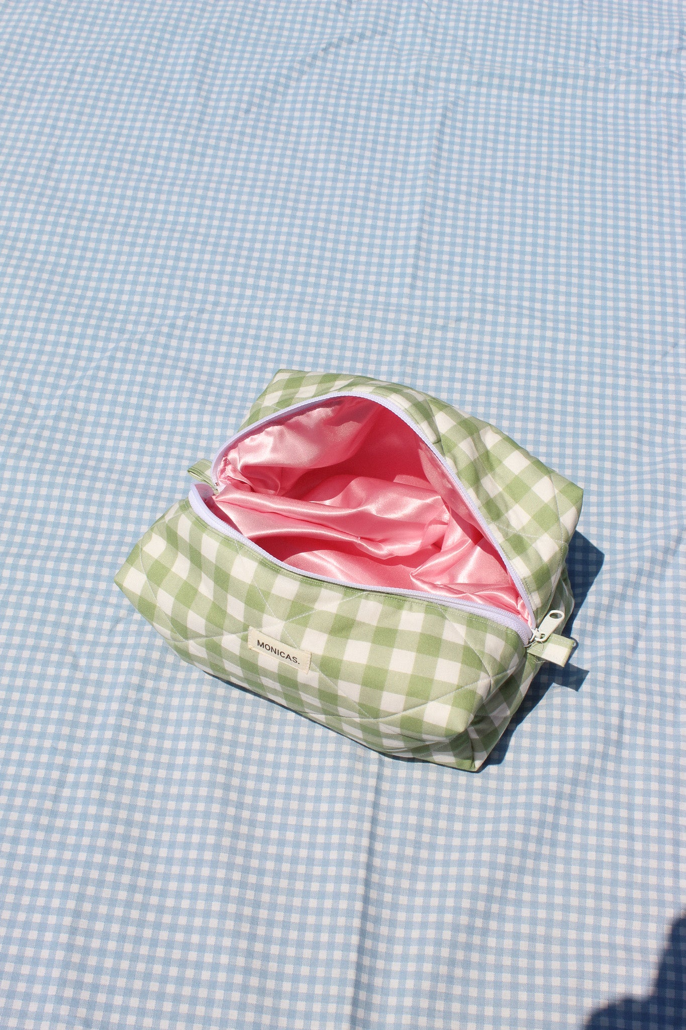 Green Gingham Pouch