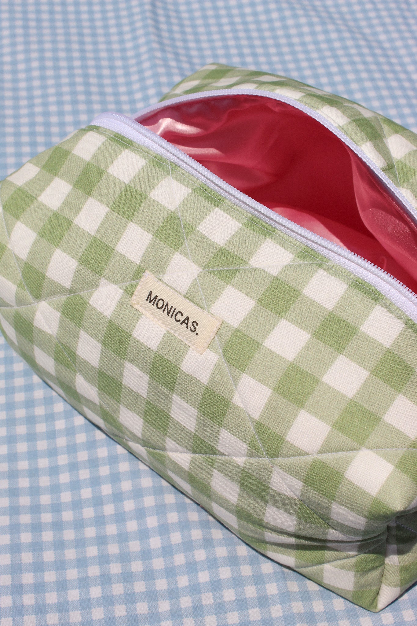 Green Gingham Pouch
