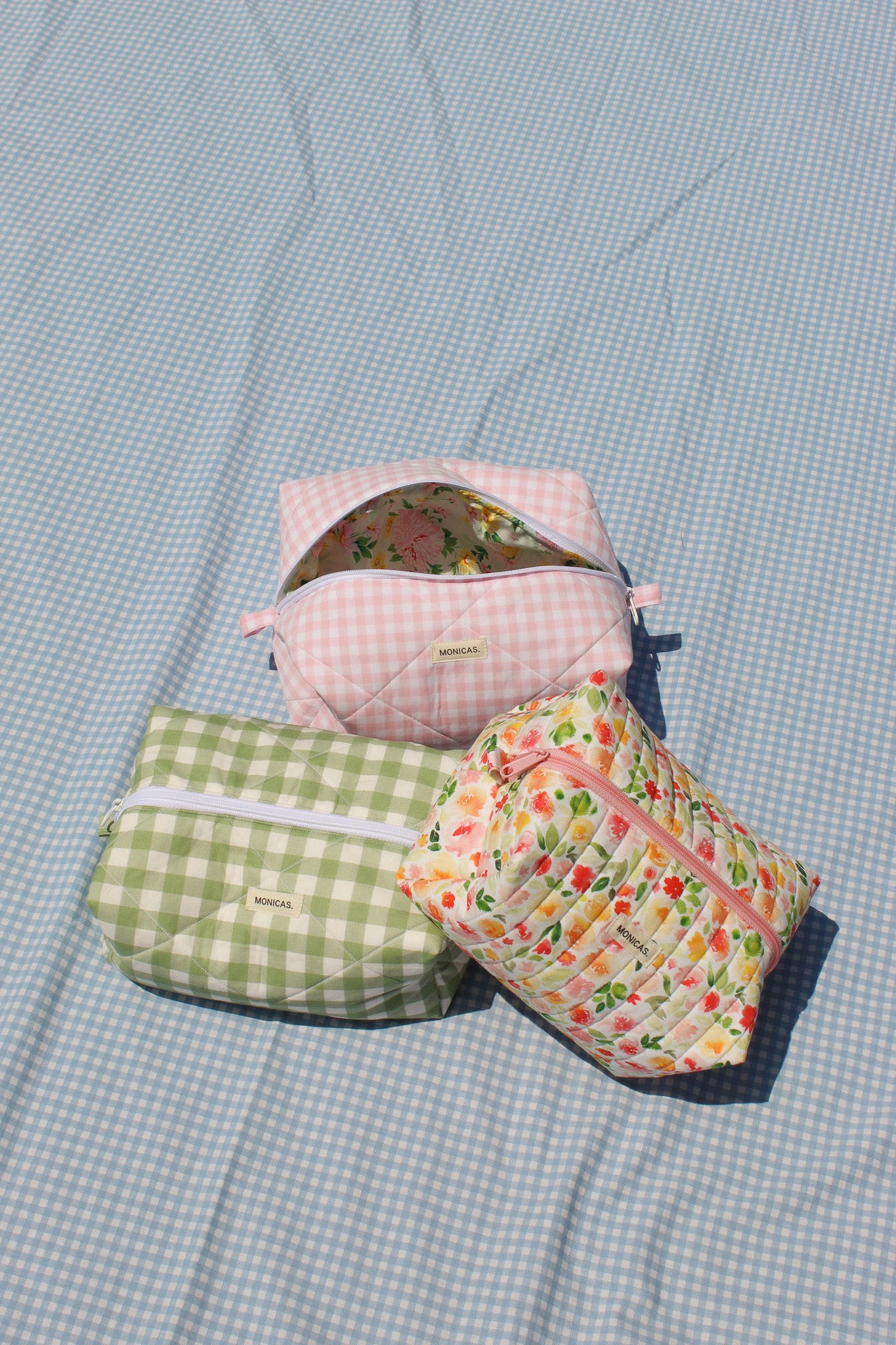 Green Gingham Pouch