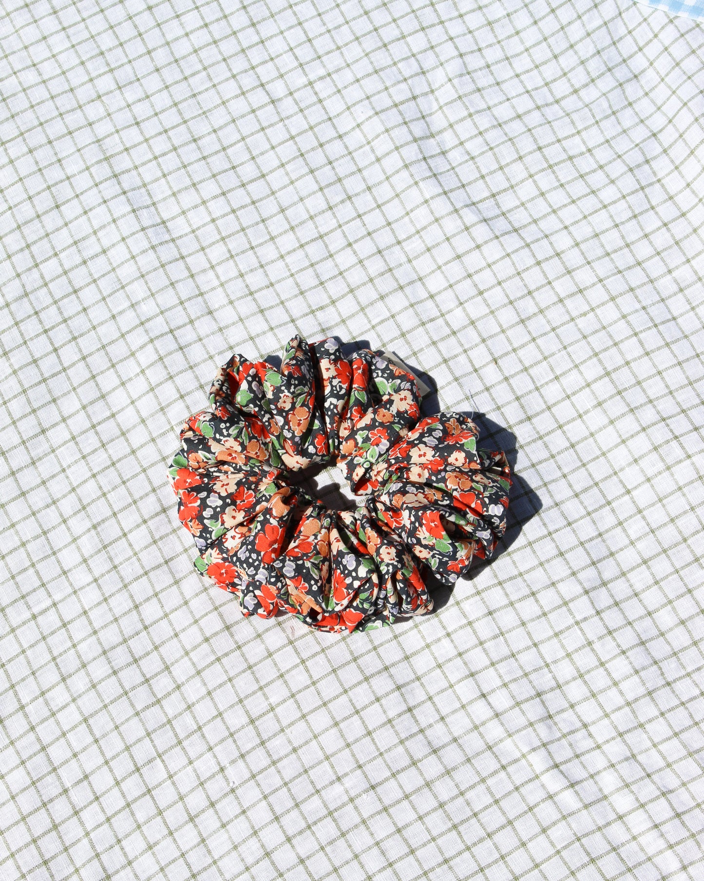 Navy Floral Scrunchie