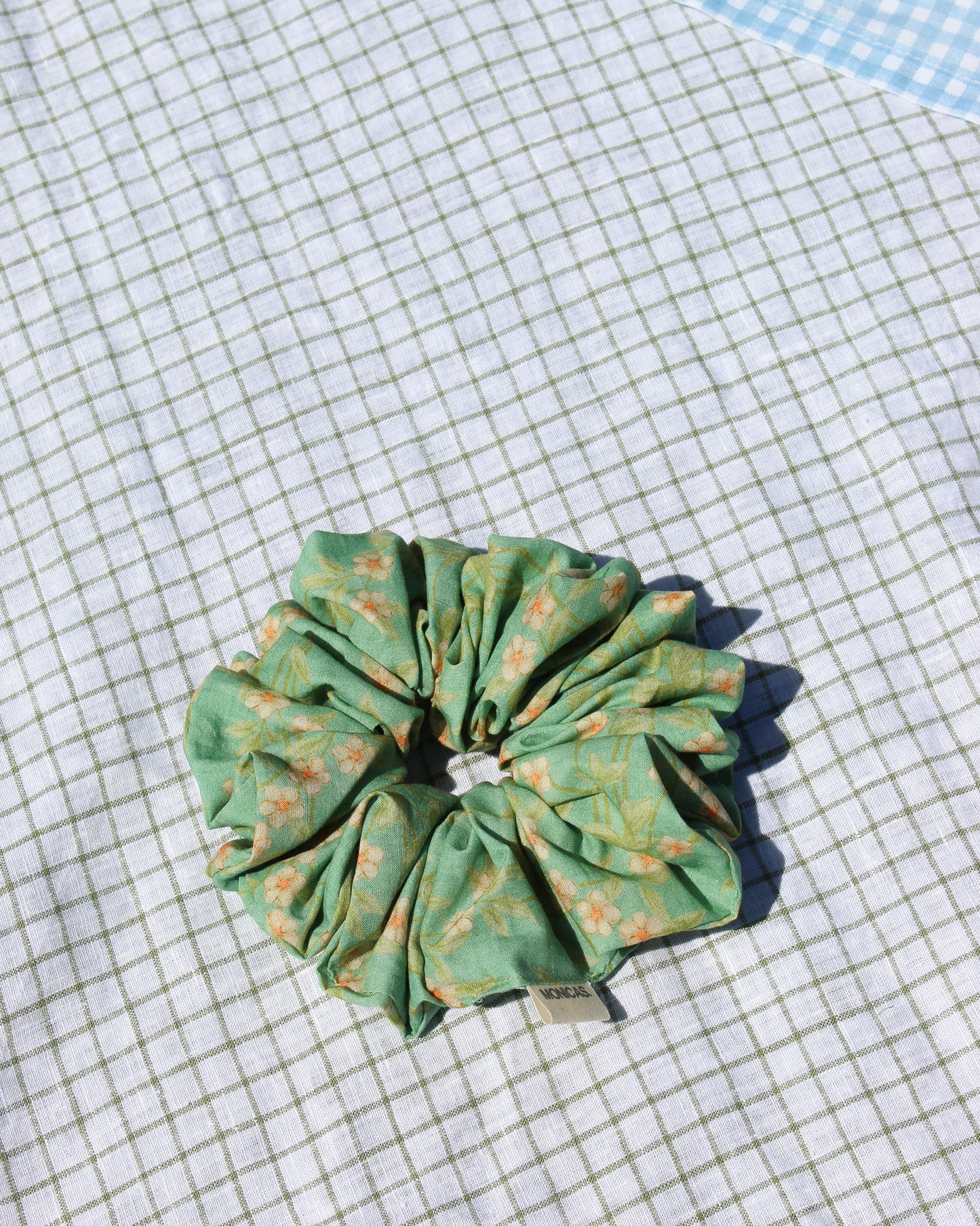 Teal Floral Scrunchie