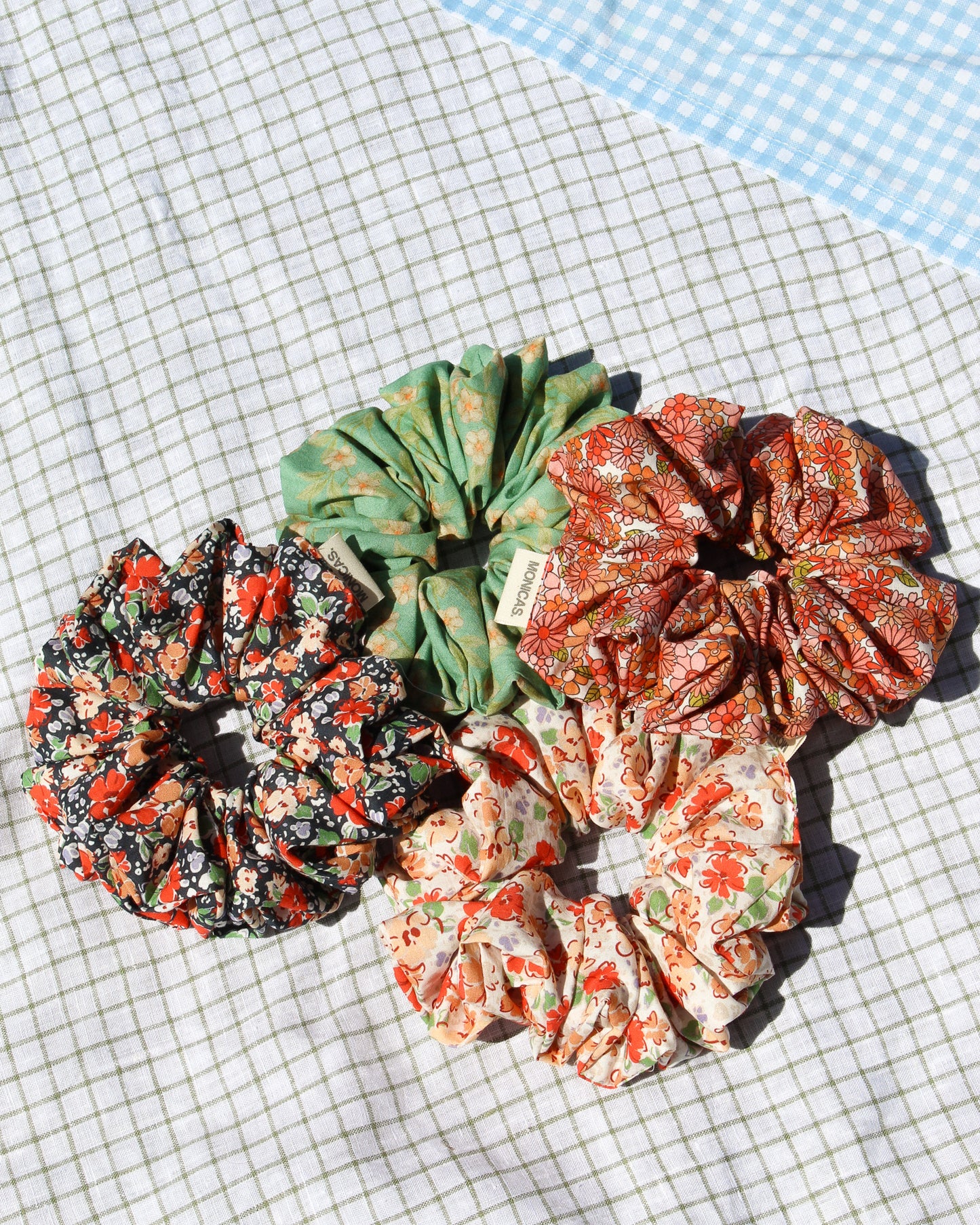 Teal Floral Scrunchie