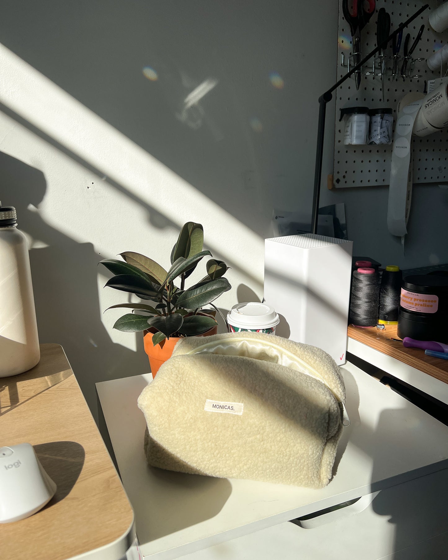 Cream Teddy Pouch