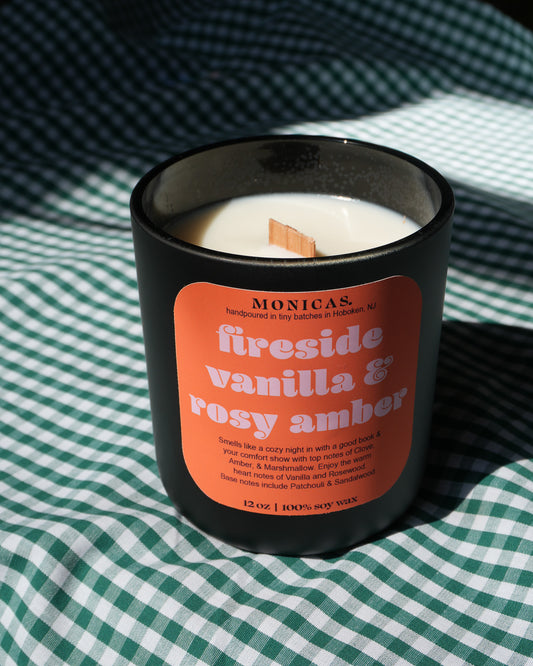 Fireside Vanilla & Rosy Amber Soy Candle
