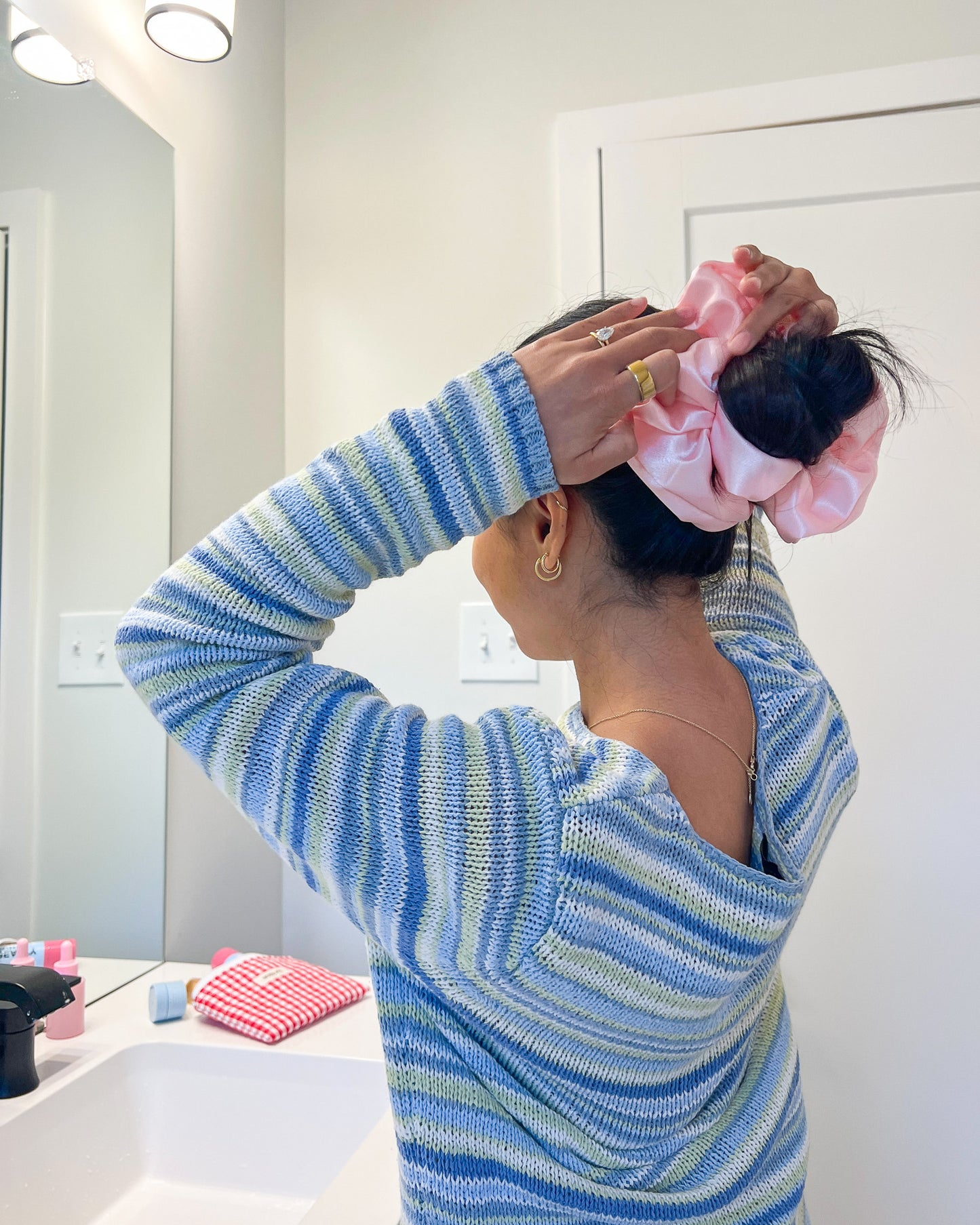 Pineberry Pink Satin Scrunchie