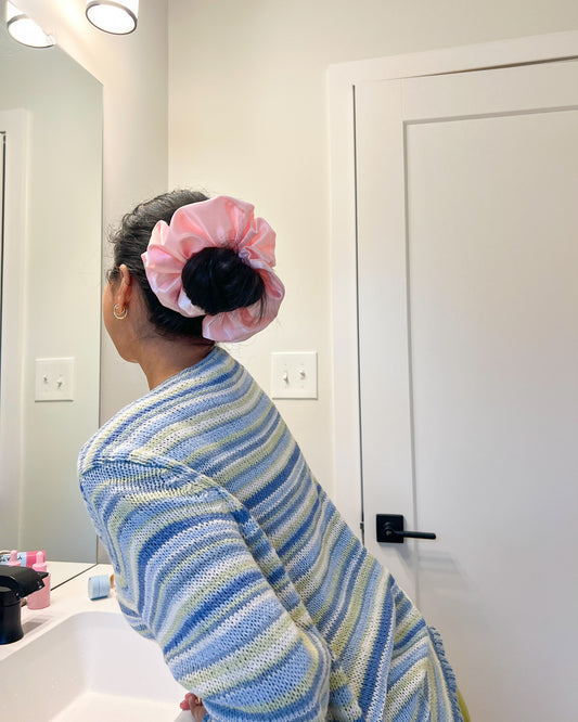 Pineberry Pink Satin Scrunchie