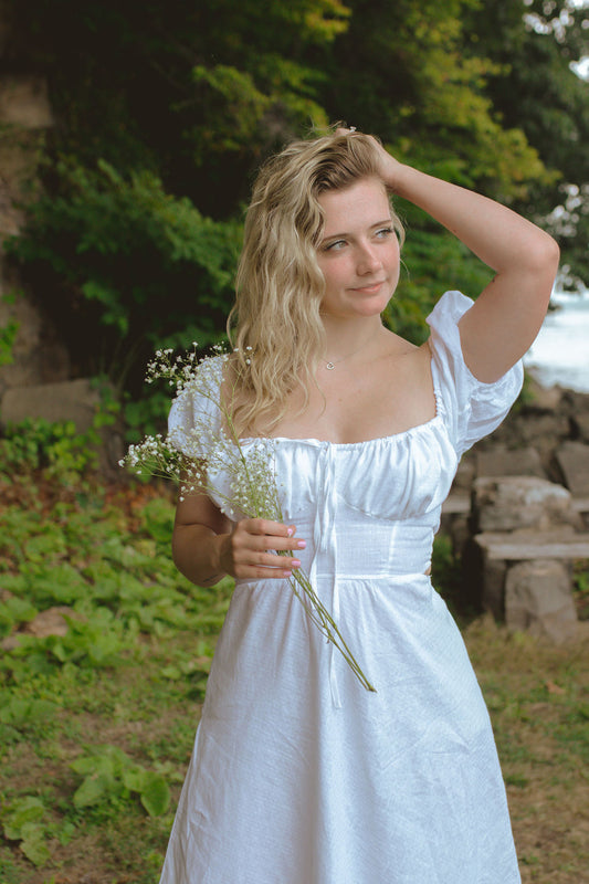 The Harper Dress in White Dots