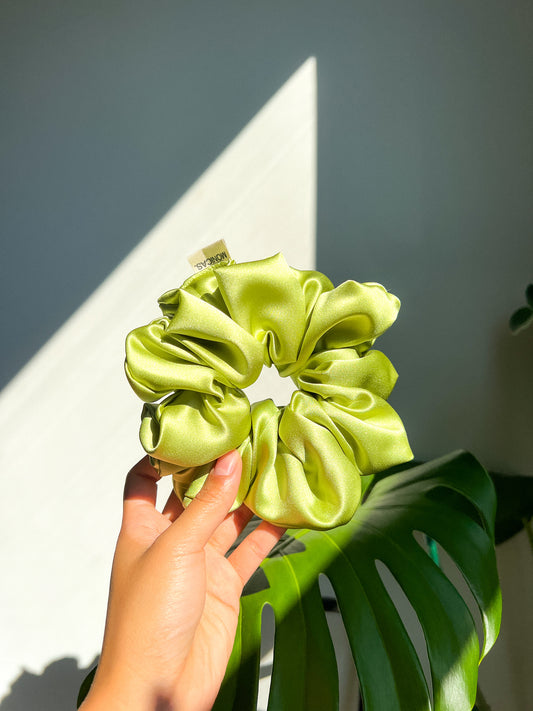 Green Satin Scrunchie