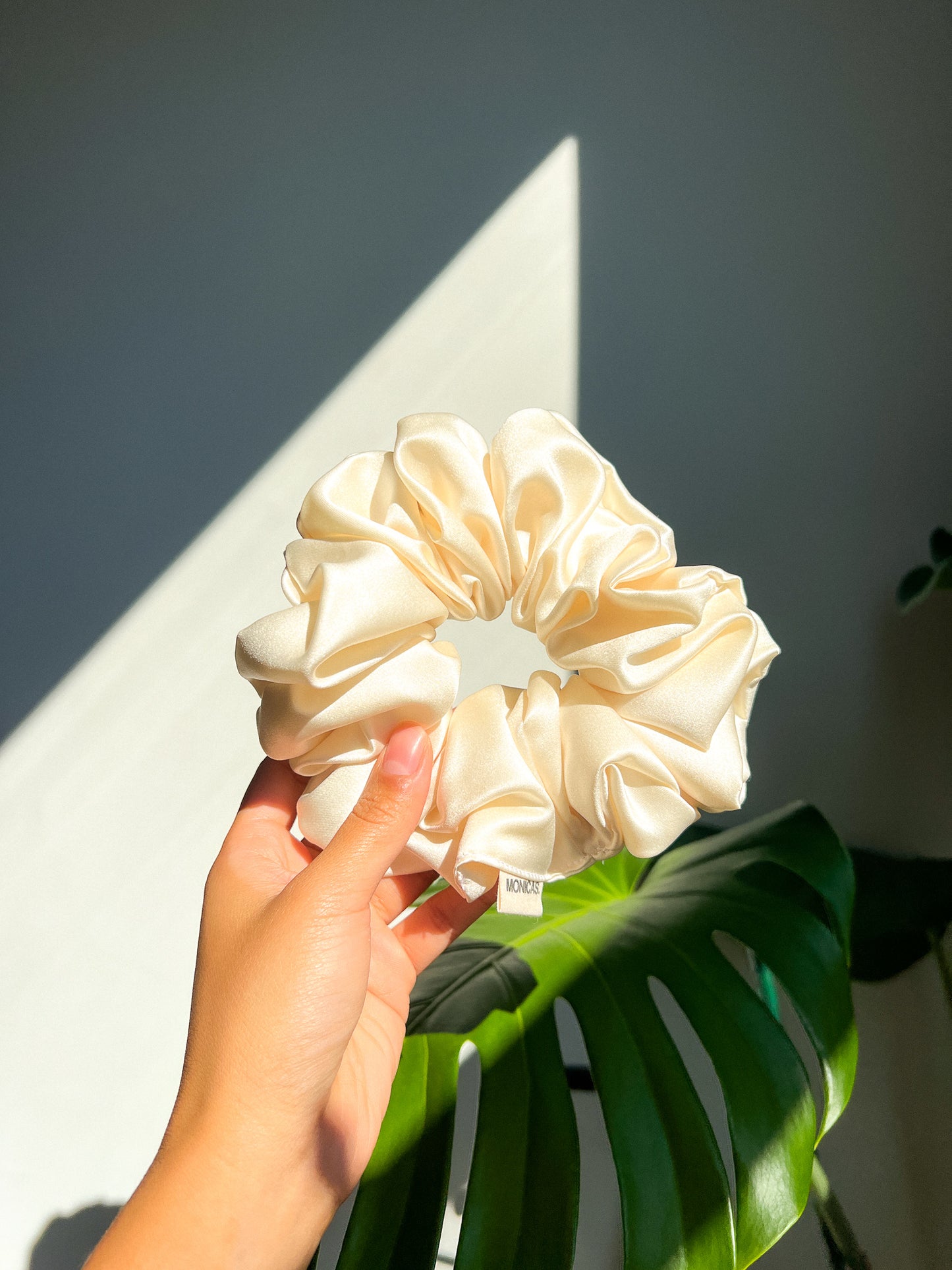 Off White Satin Scrunchie