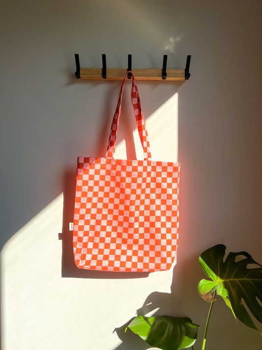 Pink & Red Checkered Eco-Tote Bag